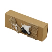 Caja rectangular kraft de novios de 19 cm - 1 unidad