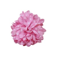 Flor con pinza rosa con topos de 12 cm - 1 unidad