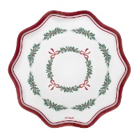 Bandeja de 33 cm de muérdago con lazo rojo - 2 unidades