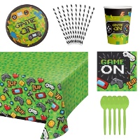 Pack para fiesta de videojuegos verde - 8 personas