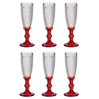 Copa de 180 ml para cava con puntos y base roja - 6 unidades