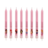 Velas rosas de las Princesas Disney de 8,5 cm - 8 unidades