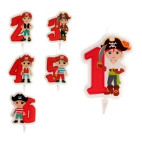 Vela número de Pirata de 7 cm - 1 unidad