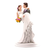 Figura para tarta de boda de novio llevando a la novia - 20 cm