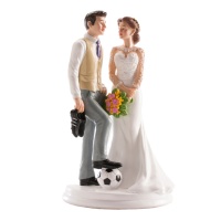 Figura para tarta de boda de novio y novia futbolistas - 20 cm