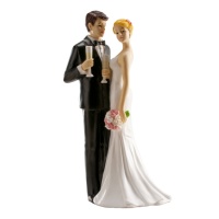 Figura para tarta de boda de novios brindando - 16 cm