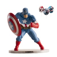 Figura para tarta de Capitán América con picks - 4 unidades