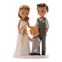 Figura para tarta de boda de novios con niño - 16 cm