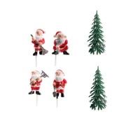 Toppers para tarta de Papá Noel con árboles - Dekora - 6 unidades