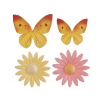 Obleas de mariposas y flores - Dekora - 8 unidades