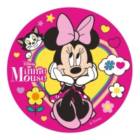 Oblea comestible de Minnie con lazo rosa - 20 cm