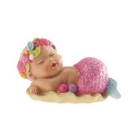 Figura para tarta de bautizo con bebé sirenita - 7 cm