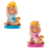 Figura para tarta de bautizo con bebé niño dormilón - 10 cm