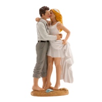 Figura para tarta de boda de novios beso en la playa - 17 cm