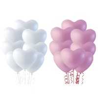 Globos de látex sólidos de 25 cm de corazón - Globos Nordic - 6 unidades