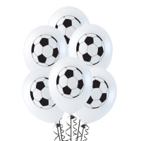 Globos de látex de Fútbol de 25 cm - 6 unidades