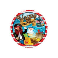 Globo de Piratas de Happy Birthday rojo de 46 cm