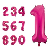 Globo de número rosa oscuro de 86 cm