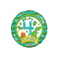 Globo 4 cumpleaños de dinosaurio de 46 cm