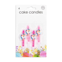 Velas de unicornio fucsias de 6 cm - 4 unidades