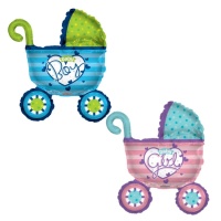 Globo silueta carrito bebé niño azul de 91,4 cm