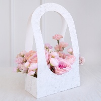 Cesta para flores de papel diseño floral de 38,5 cm