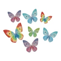 Obleas de mariposas de colores de 3 a 6 cm - Dekora - 87 unidades