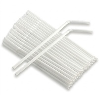 Pajitas de 21 cm de plástico blancas flexibles - 200 unidades