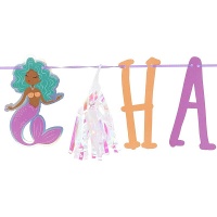 Guirnalda de sirena de happy birthday de 1,5 m
