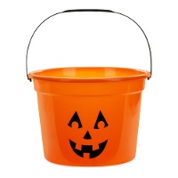 Caldero naranja de rostro de calabaza de 20,5 x 15 cm