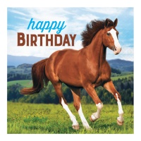 Servilletas de Caballo Happy Birthday de 16,5 x 16,5 cm - 16 unidades