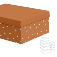Caja rectangular mostaza con topos - 15 unidades