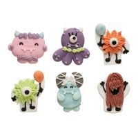 Figuras de azúcar de monstruos de colores - Decora - 6 unidades