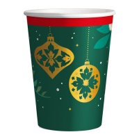 Vasos de Navidad con flores y bolas de 270 ml - 6 unidades