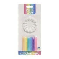 Velas de colores pastel arcoíris de 6 cm - 12 unidades