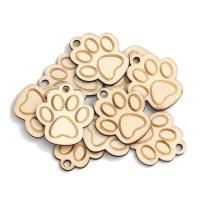 Figuras de madera de huella de perro de 4 cm - 10 unidades