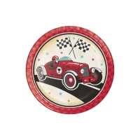 Platos de Vintage Race Car de 22 cm - 8 unidades