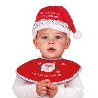 Conjunto navideño para bebé con gorro y babero