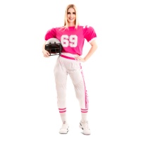 Disfraz de jugadora de Fútbol Americano rosa para mujer