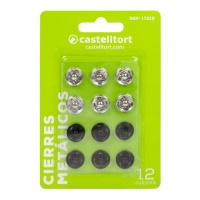 Botones a presión de 1,3 cm de metal en blanco y en negro - Castelltort - 12 pares