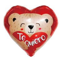 Globo de corazón rojo Te Quiero con oso amoroso de 43 cm