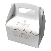 Caja de cartón de Mi Primera Comunión con paloma y cáliz dorado - 2 unidades