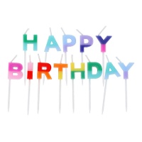 Velas de Happy Birthday bicolor - Folat - 13 unidades