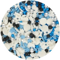 Sprinkles mix de galaxy blanco, azul, negro y plateado de 50 gr - FunCakes