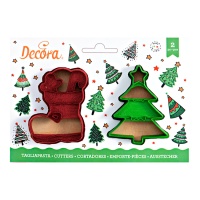 Cortadores con forma de bota y árbol de Navidad - Decora - 2 unidades