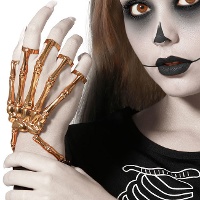 Pulsera de mano de esqueleto dorado