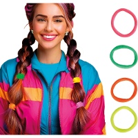 Gomas de pelo neón surtidas años 90 - 5 unidades