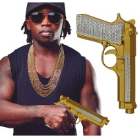 Pistola dorada con brillantes de 25 cm