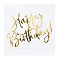 Servilletas de Happy Birthday de 16,5 x 16,5 cm - 20 unidades