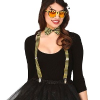 Conjunto de gafas, pajarita y tirantes de abeja para adulta
